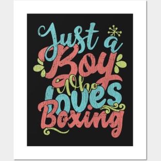 Just A Boy Who Loves Boxing Gift product Posters and Art